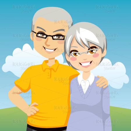 Senior Couple Clipart Vector Illustration 00711