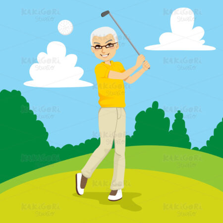 Senior Golfer Clipart Vector Illustration 00959