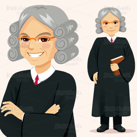 Senior Judge Man Standing Pose Clipart Vector Illustration 04964