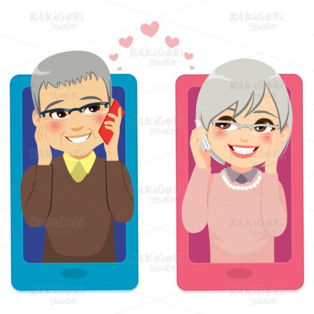 Senior Love Smartphone Clipart Vector Illustration 04442