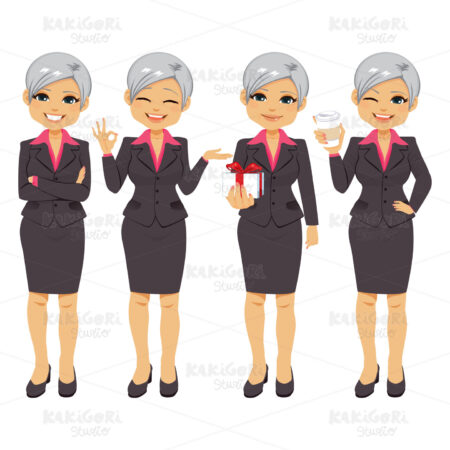 Senior Office Businesswoman Clipart Vector Illustration 04617