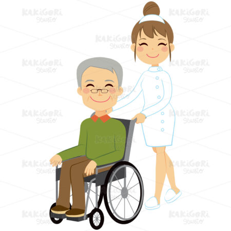Senior Patient Wheelchair Clipart Vector Illustration 02264