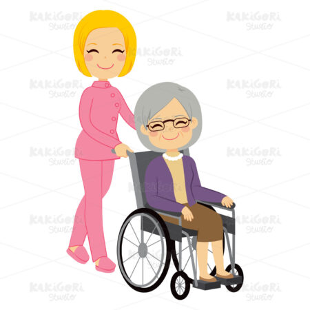 Senior Patient Woman Wheelchair Clipart Vector Illustration 02265