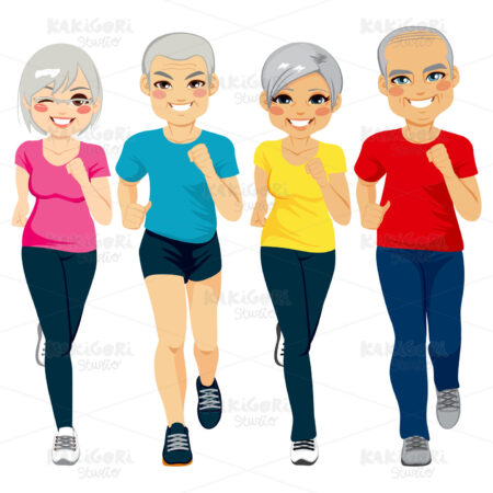 Senior Runner Group Clipart Vector Illustration 02366