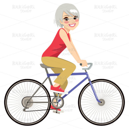 Senior Woman Riding Clipart Vector Illustration 02716