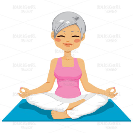 Senior Woman Yoga Clipart Vector Illustration 02771