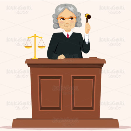 Serious Senior Judge Male Judging Clipart Vector Illustration 04963