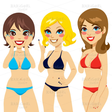 Sexy Bikini Friends Clipart Vector Illustration 01102