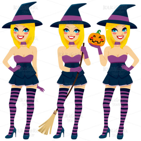 Sexy Blonde Witch Clipart Vector Illustration 01704