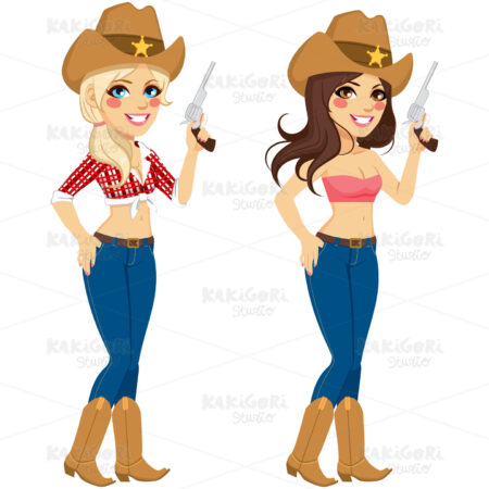 Sexy Cowgirls Clipart Vector Illustration 02106
