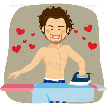 Sexy Man Ironing Clipart Vector Illustration 04128