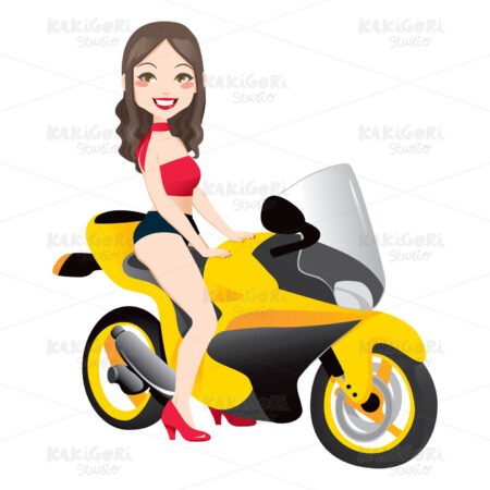 Sexy Woman Motorbike Clipart Vector Illustration 00834