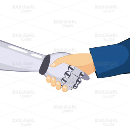 Shaking Hands Robot Human Clipart Vector Illustration 03571