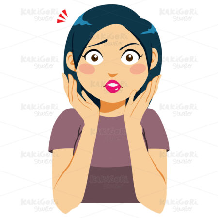 Shocked Woman Face Expression Clipart Vector Illustration 03923