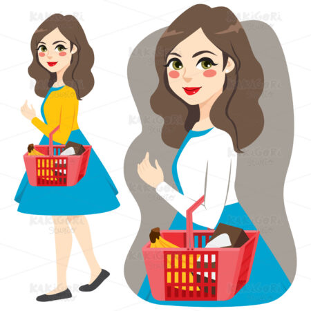 Shopping Market Girl Clipart Vector Illustration 03911