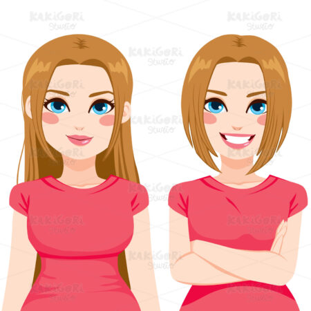 Short Haircut Makeover Woman Clipart Vector Illustration 02162