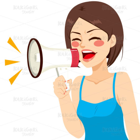 Shouting Woman Megaphone Clipart Vector Illustration 02885