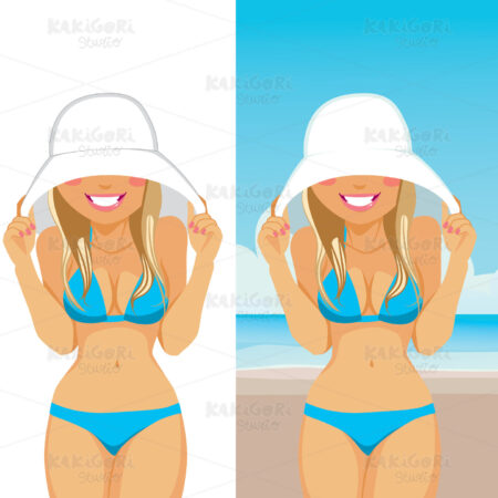 Shy Woman With Hat Clipart Vector Illustration 02097