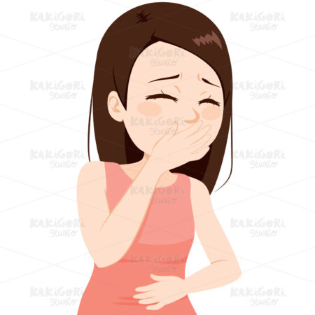Sick Girl Throw up Clipart Vector Illustration 02803
