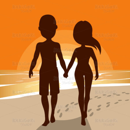 Silhouette Couple Walking Clipart Vector Illustration 02959