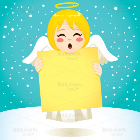 Singing Angel Banner Clipart Vector Illustration 04450