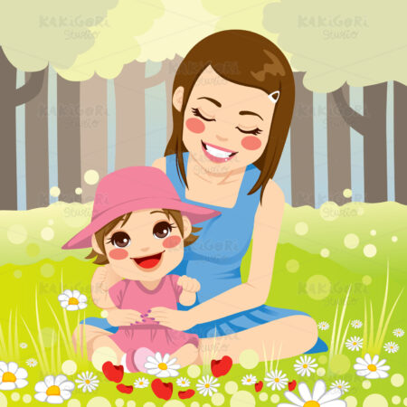 Single Mother Family Clipart Vector Illustration 01121