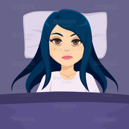 Sleepless Girl Insomnia Clipart Vector Illustration 04765
