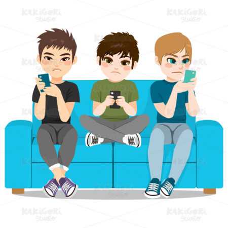 Smartphone Addiction Clipart Vector Illustration 03602