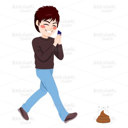Smartphone Addiction Accident Clipart Vector Illustration 03684