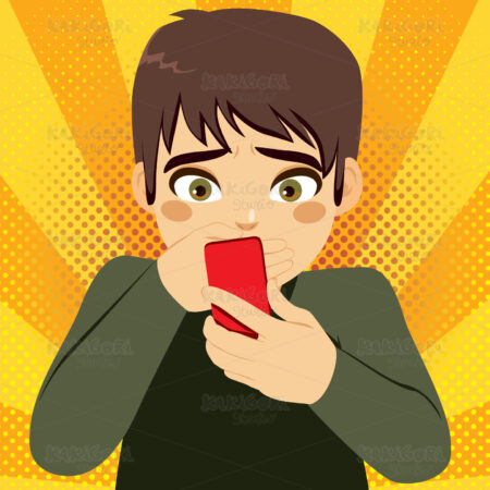 Smartphone Bullying Teenager Boy Clipart Vector Illustration 04076
