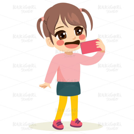 Smartphone Selfie Girl Clipart Vector Illustration 04458