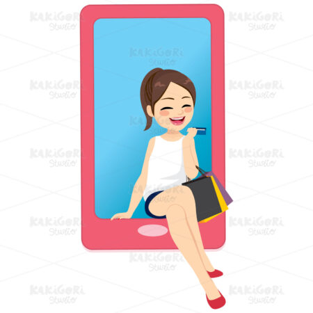 Smartphone Shopping Fashion Concept Clipart Vector Illustration 04474