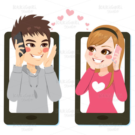 Smartphone Teenager Love Clipart Vector Illustration 03310