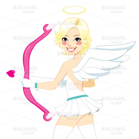 Smiling Cupid Angel Woman Clipart Vector Illustration 01041
