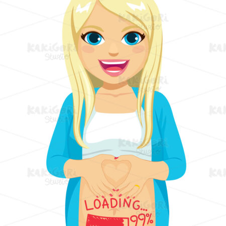 Smiling Pregnant Woman Loading Baby Clipart Vector Illustration 05092
