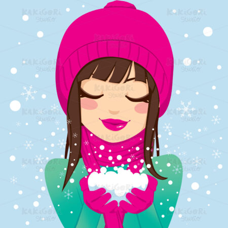 Smiling Woman With Snow Clipart Vector Illustration 01339