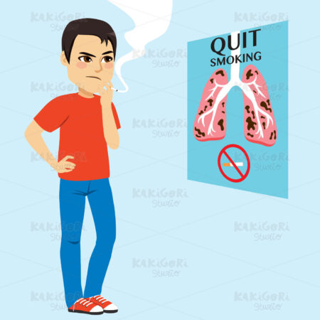 Smoking Man Looking Poster Clipart Vector Illustration 04046