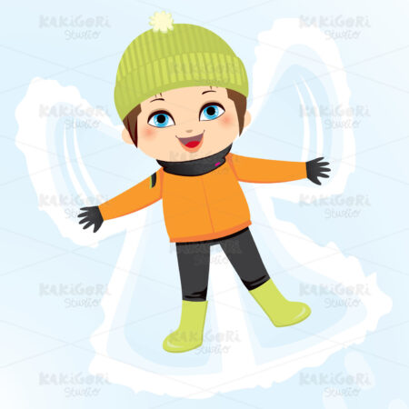Snow Angel Boy Clipart Vector Illustration 00761