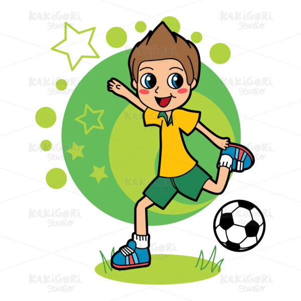 Soccer Kid Clipart Vector Illustration 00091