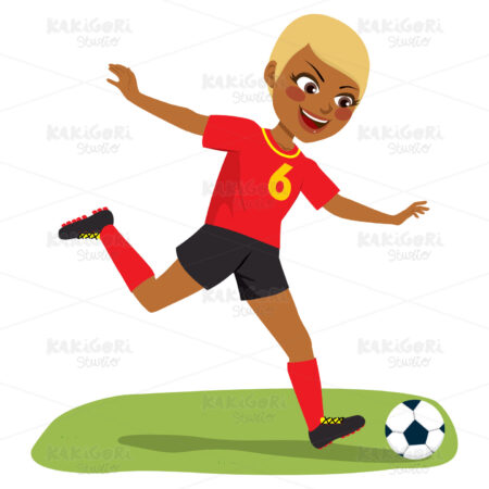 Soccer Player Girl Playing Football Clipart Vector Illustration 04332