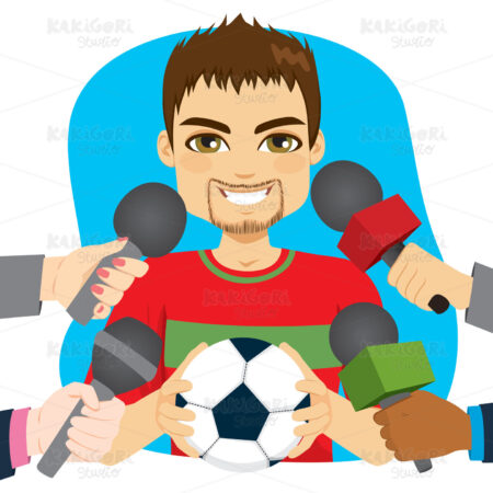Soccer Player Interview Clipart Vector Illustration 04344