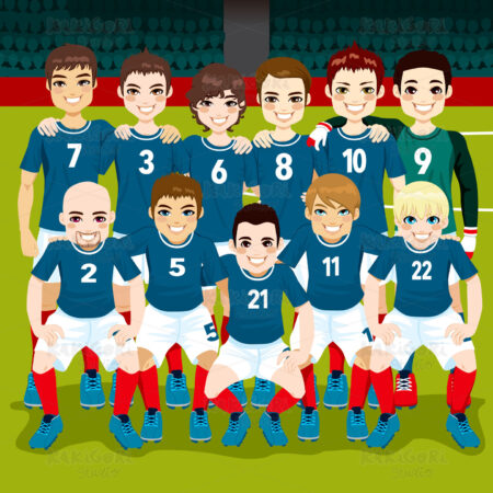 Soccer Team Posing Clipart Vector Illustration 01437