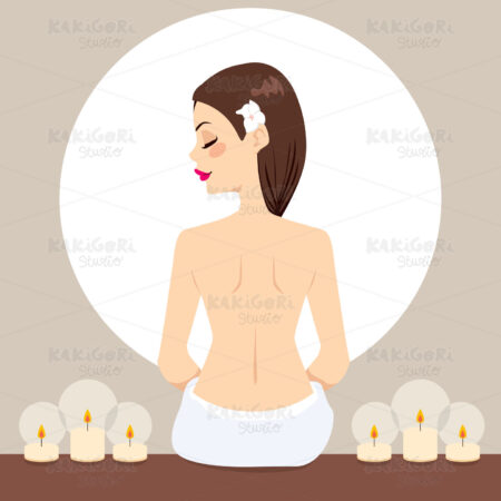 Spa Woman Relaxing Candles Clipart Vector Illustration 01281