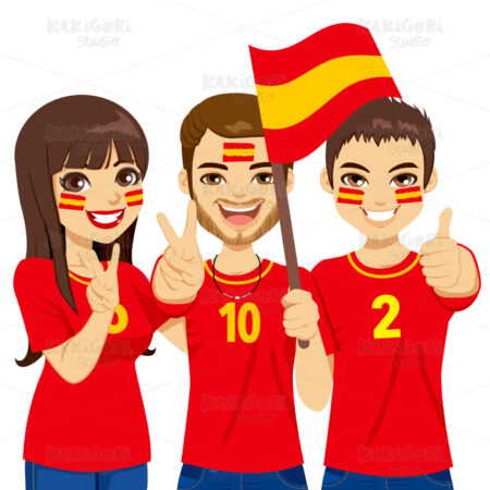 Spaniard Soccer Fans Clipart Vector Illustration 01606