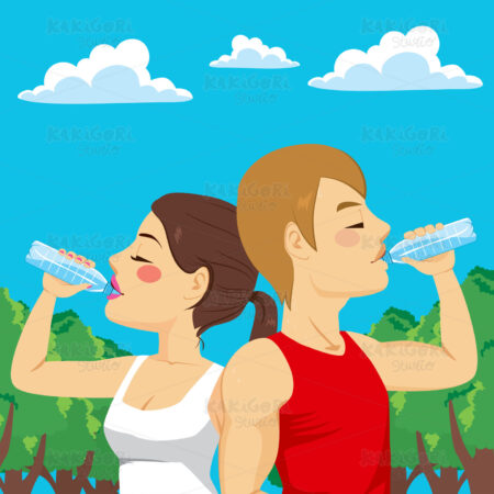 Sport Couple Drinking Clipart Vector Illustration 02733