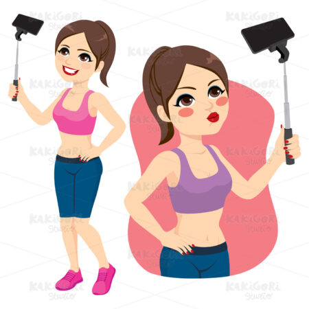 Sport Girl Selfie Clipart Vector Illustration 04353