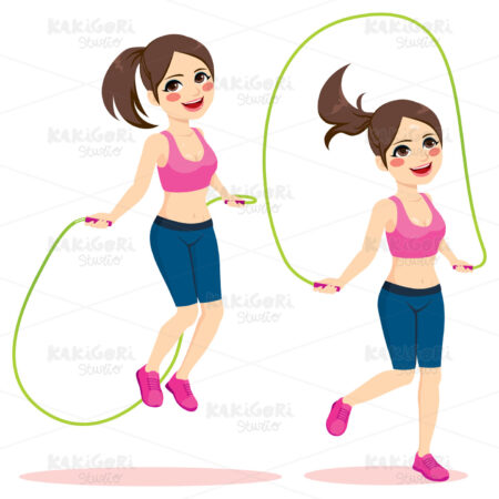Sport Woman Rope Clipart Vector Illustration 04354
