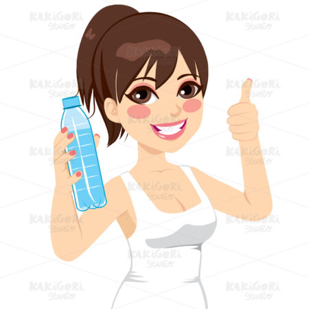 Sport Woman Showing Bottle Clipart Vector Illustration 02416