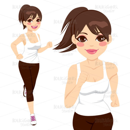 Sportive Woman Running Clipart Vector Illustration 01397