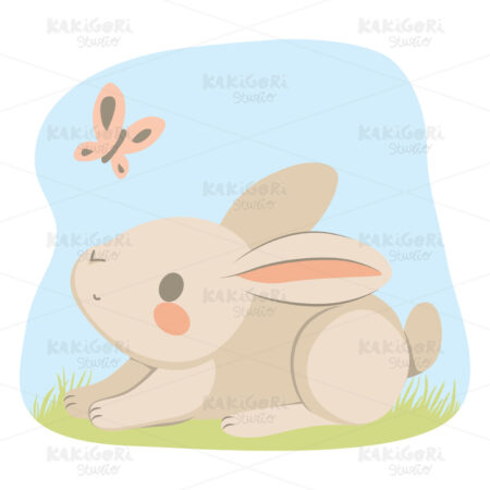 Spring Bunny Butterfly Clipart Vector Illustration 04022